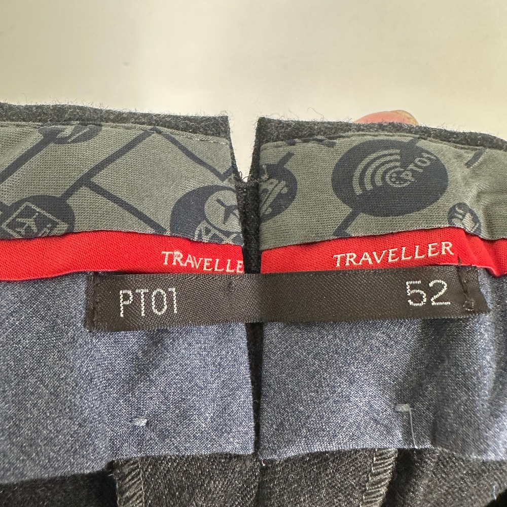 PT01 Traveller Super Slim Fit Wool Blend Stretch Trousers Grey Mens 36" READ - Picture 4 of 7